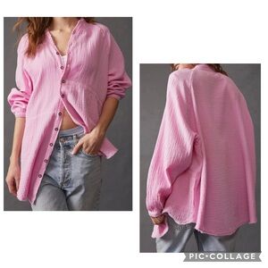WE THE FREE PEOPLE Women’s Pink SUMMER DAYDREAM Oversized Slouchy Shirt Sz M